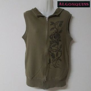 アルゴンキン(ALGONQUINS)の★ALGONQUINS★アルゴンキン ノースリーブ ジップ パーカー ローズロゴ(パーカー)