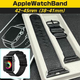 Apple Watch Bandナイロンバンド ブラック 42〜45mm＊箱付き(その他)