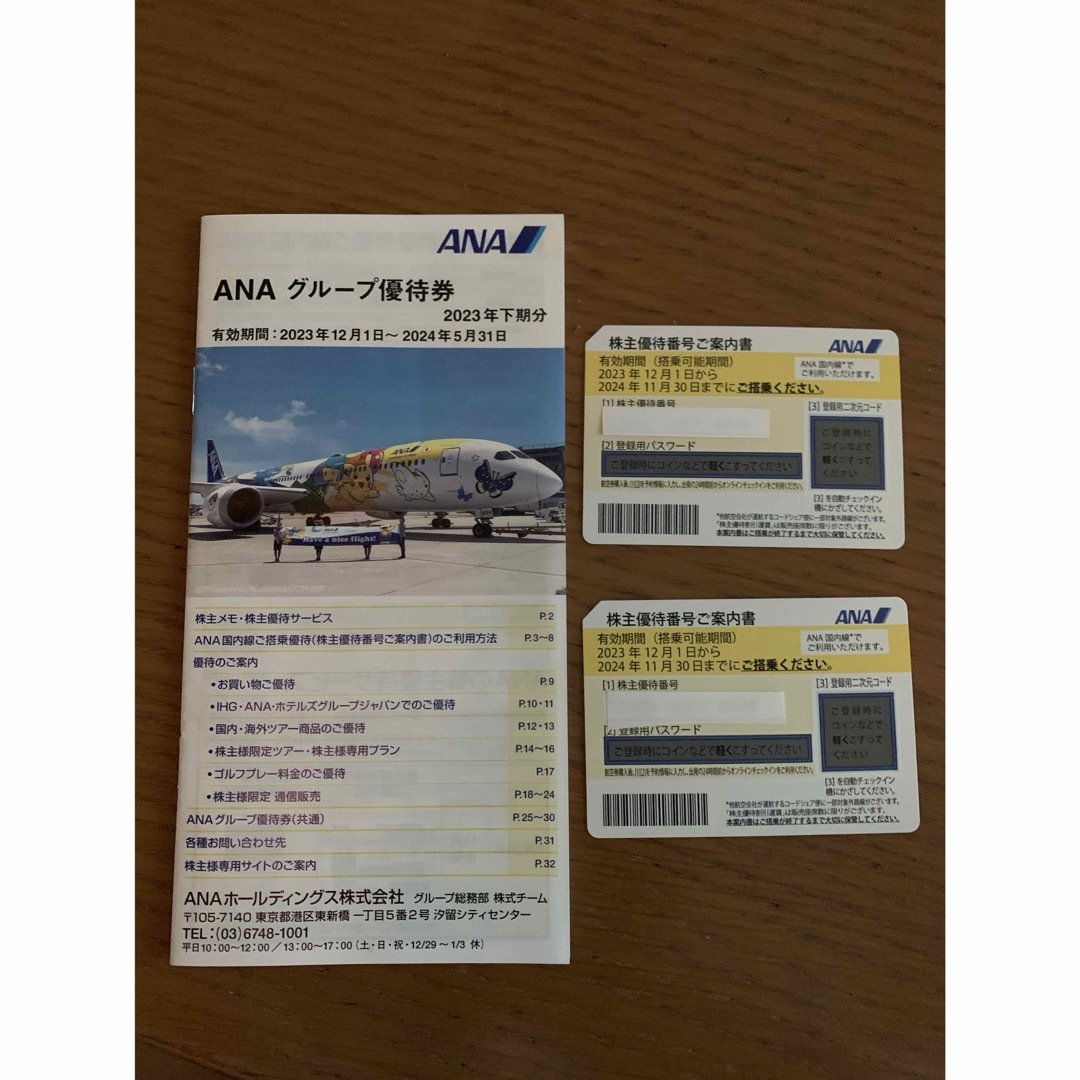ANA(全日本空輸)(エーエヌエー(ゼンニッポンクウユ))の優待券ANA全日空(2枚) チケットの乗車券/交通券(航空券)の商品写真