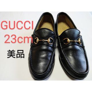 Gucci - 「美品」GUCCI ホースビットローファー ブラック✕ゴールド