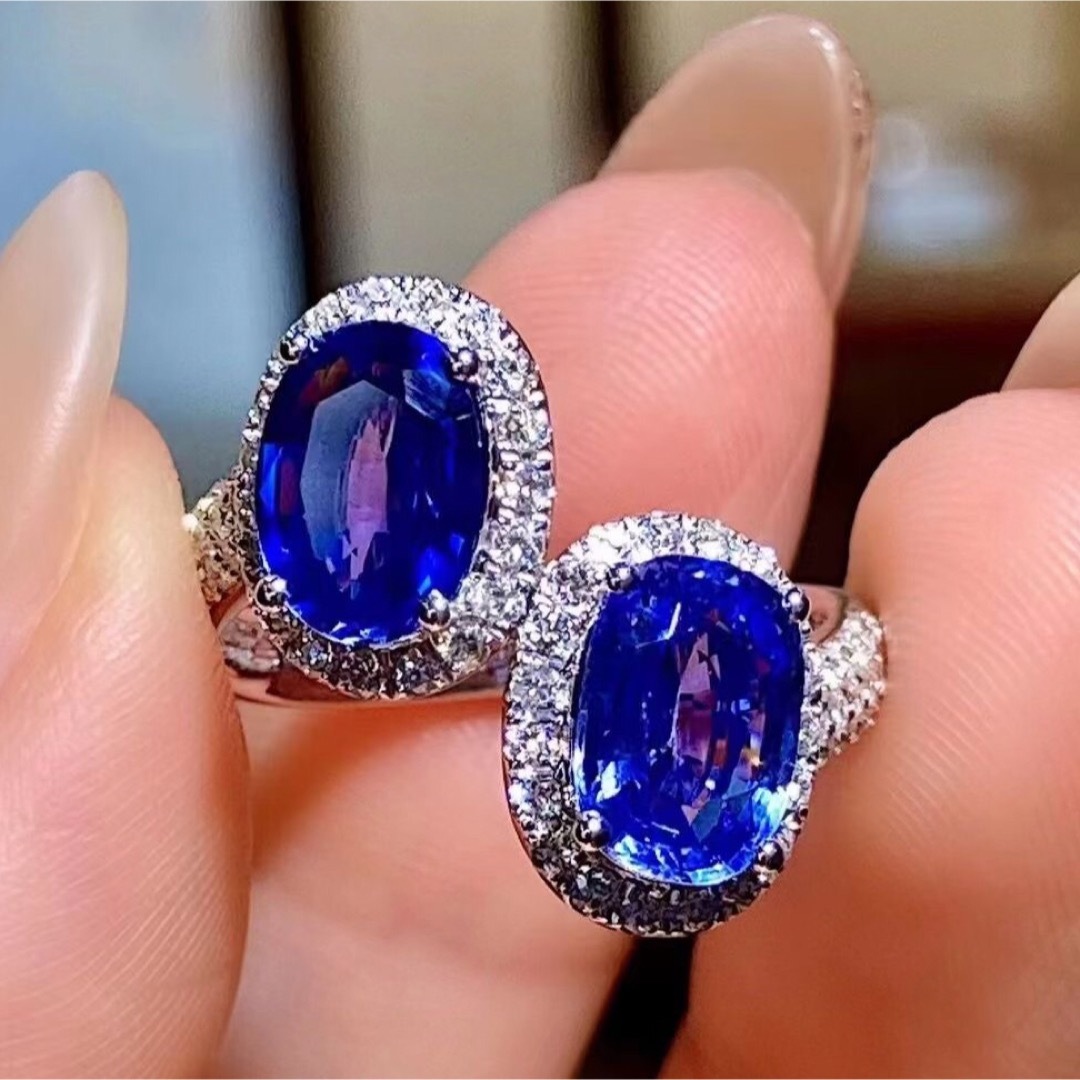 天然 ブルーサファイア ダイヤ リング2.87ct k18 ¥の通販 by Rui|ラクマ