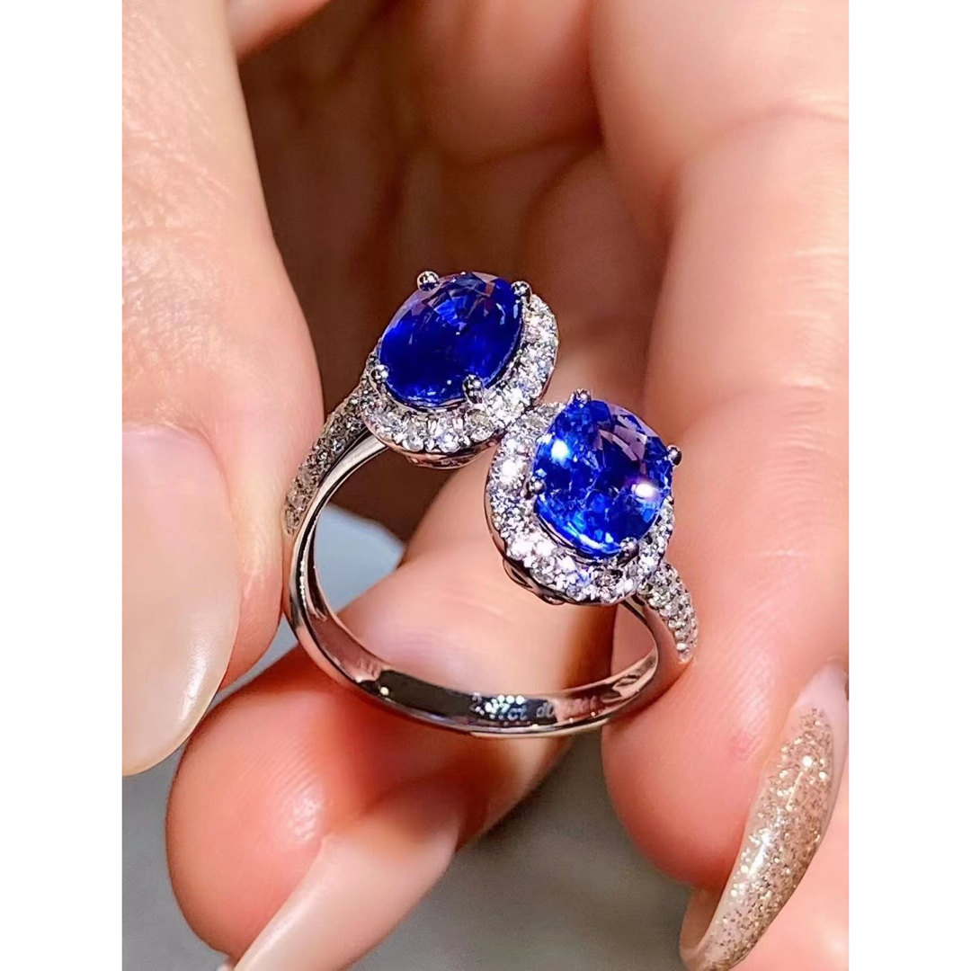 天然 ブルーサファイア ダイヤ リング2.87ct k18 ¥の通販 by Rui|ラクマ