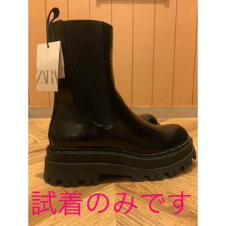 ZARA - ZARA トラックソールフラットリアルレザーアンクルブーツ 37の ...