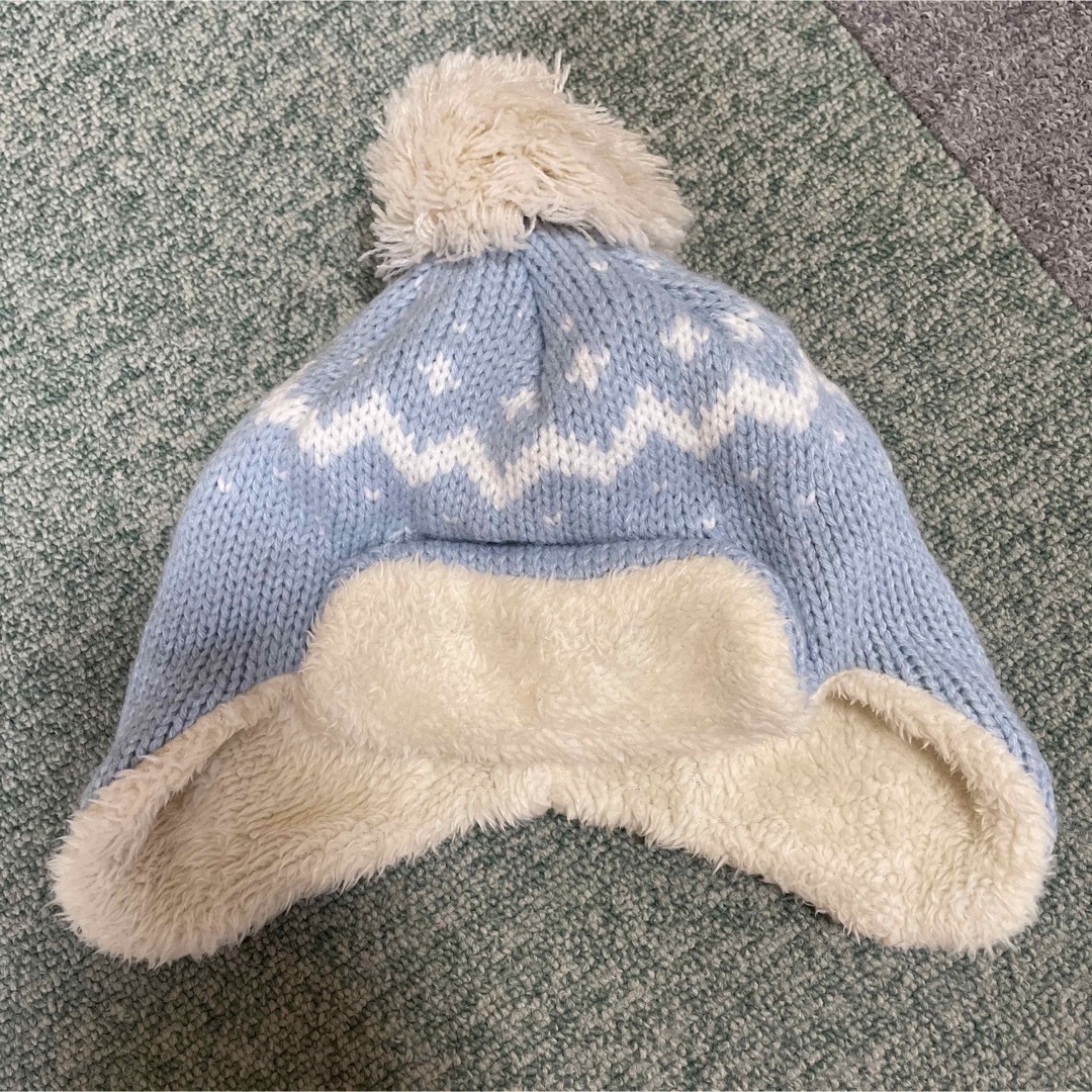 miffy(ミッフィー)の帽子　ミッフィー　ミッフィ　水色　ニット帽　ポンポン　冬　真冬　スキー　スノボ キッズ/ベビー/マタニティのこども用ファッション小物(帽子)の商品写真