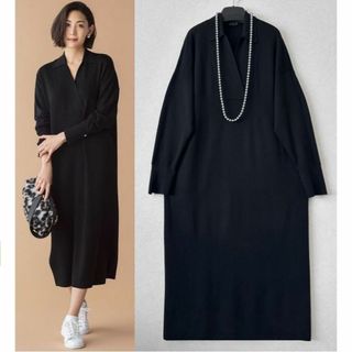 【極美品】23区 ロングシャツワンピース ペチコート付 ブラック 黒 38