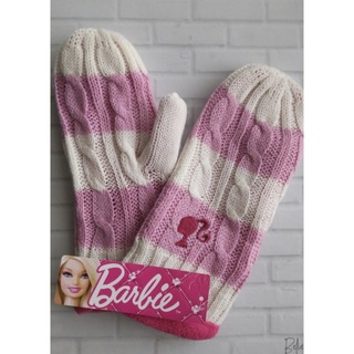 バービー(Barbie)の新品　バービー　手袋　Barbie　ボーダー　ミトン型　小学生　女の子(手袋)