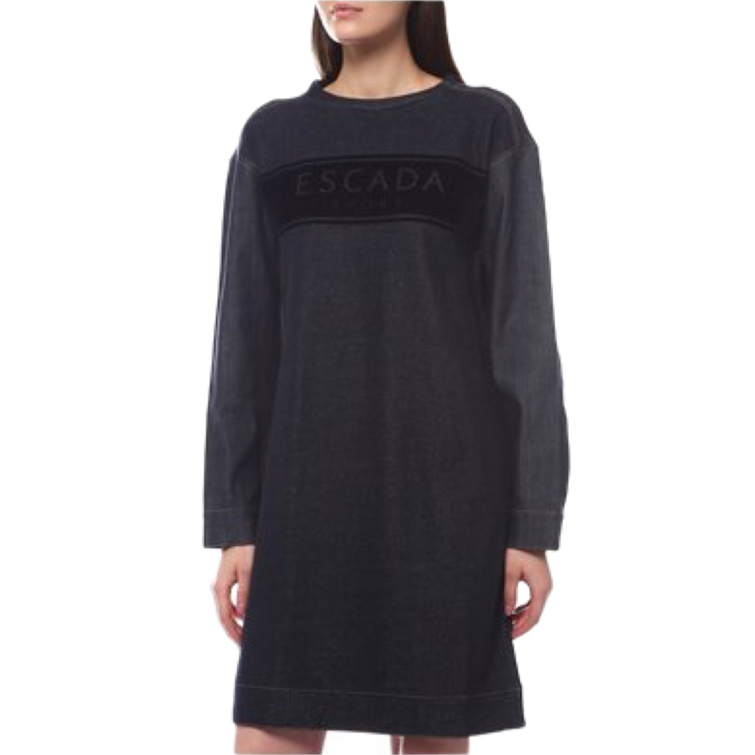 ESCADA(エスカーダ)のESCADA sports エスカーダ ロゴ入り デニムスエットワンピース レディースのワンピース(ひざ丈ワンピース)の商品写真