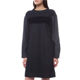 エスカーダ(ESCADA)のESCADA sports エスカーダ ロゴ入り デニムスエットワンピース(ひざ丈ワンピース)