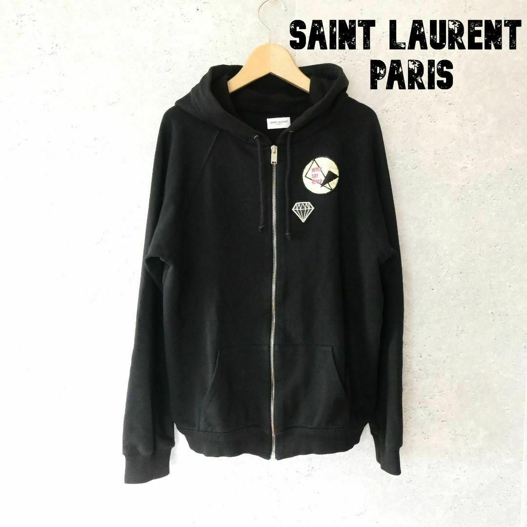 ほぼ美品 SAINT LAURENT PARIS ロゴ スウェットパーカー52㎝ゆき丈