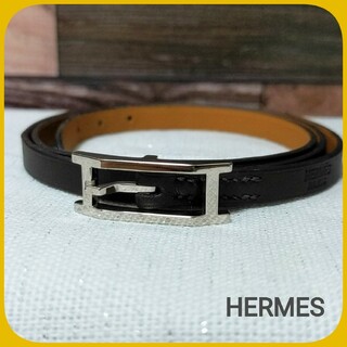 エルメス(Hermes)の美品 HERMES アピ3 ブレスレット チョーカー レザー ブラウン シルバー(ブレスレット/バングル)