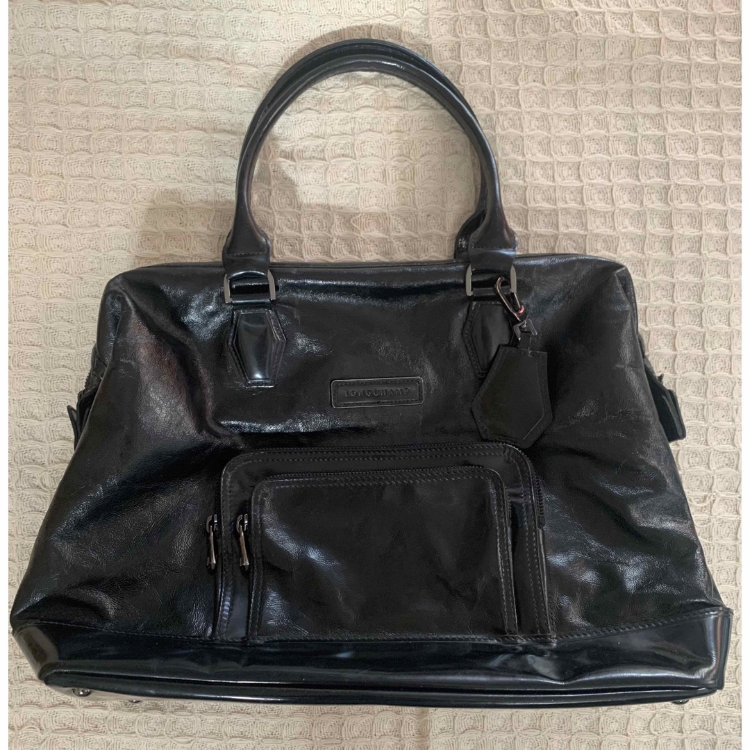 LONGCHAMP - 美品　LONGCHAMP ロンシャン　パテントレザー　ハンドバッグ　黒