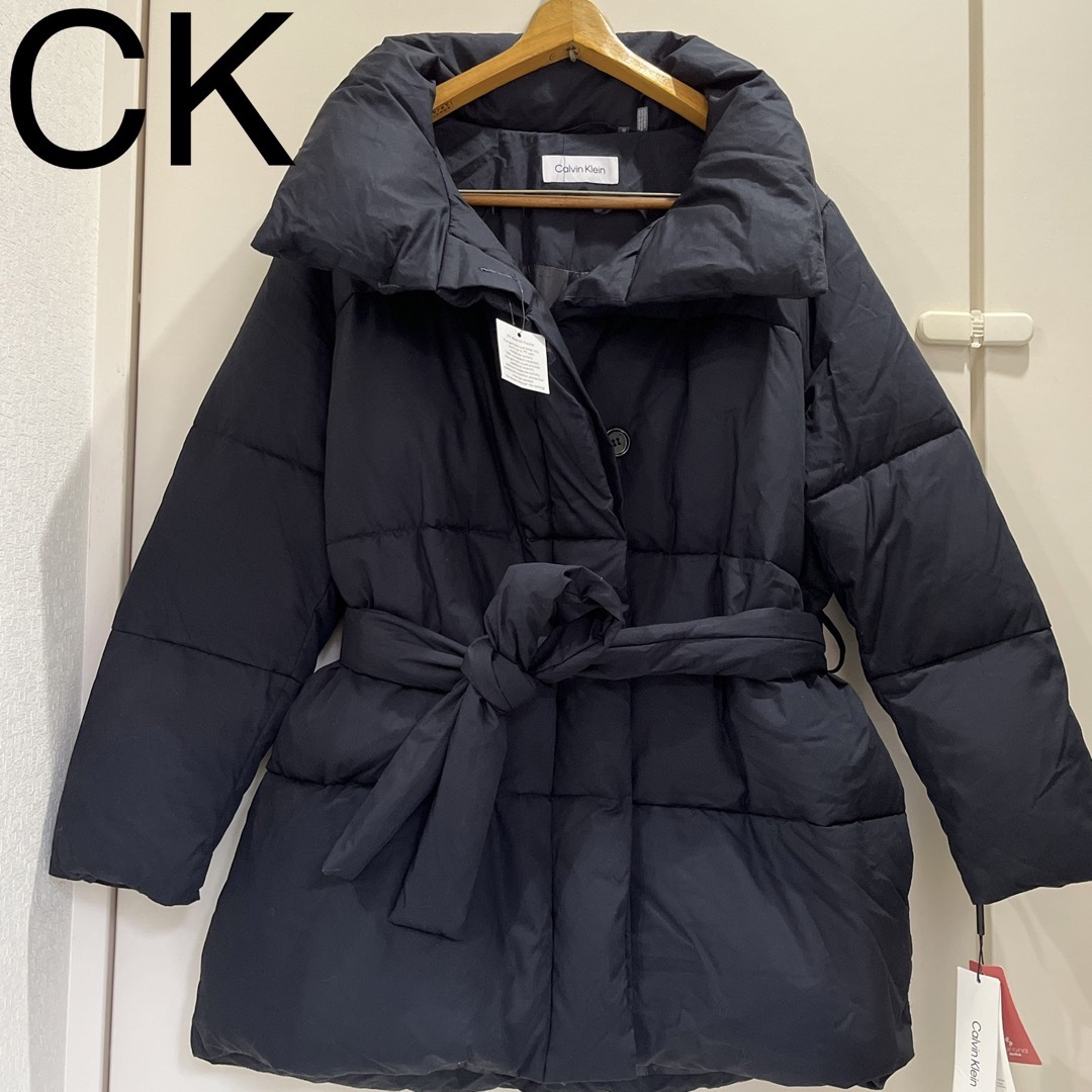 Calvin Klein(カルバンクライン)のCK カルバン クライン 新品 黒コート ダウンジャケット ミドル ダウンコート レディースのジャケット/アウター(ダウンジャケット)の商品写真
