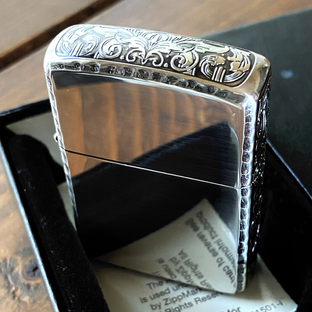 新品 Zippo アーマー 3面 アラベスク 銀メッキいぶし ジッポー