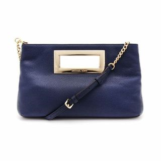 マイケルコース(Michael Kors)の美品 未使用 マイケルコース クラッチバッグ レザー チェーンショルダー 35T2GBKC2L ネイビー MICHAL KORS 2way ハンドバッグ 紺 青(クラッチバッグ)