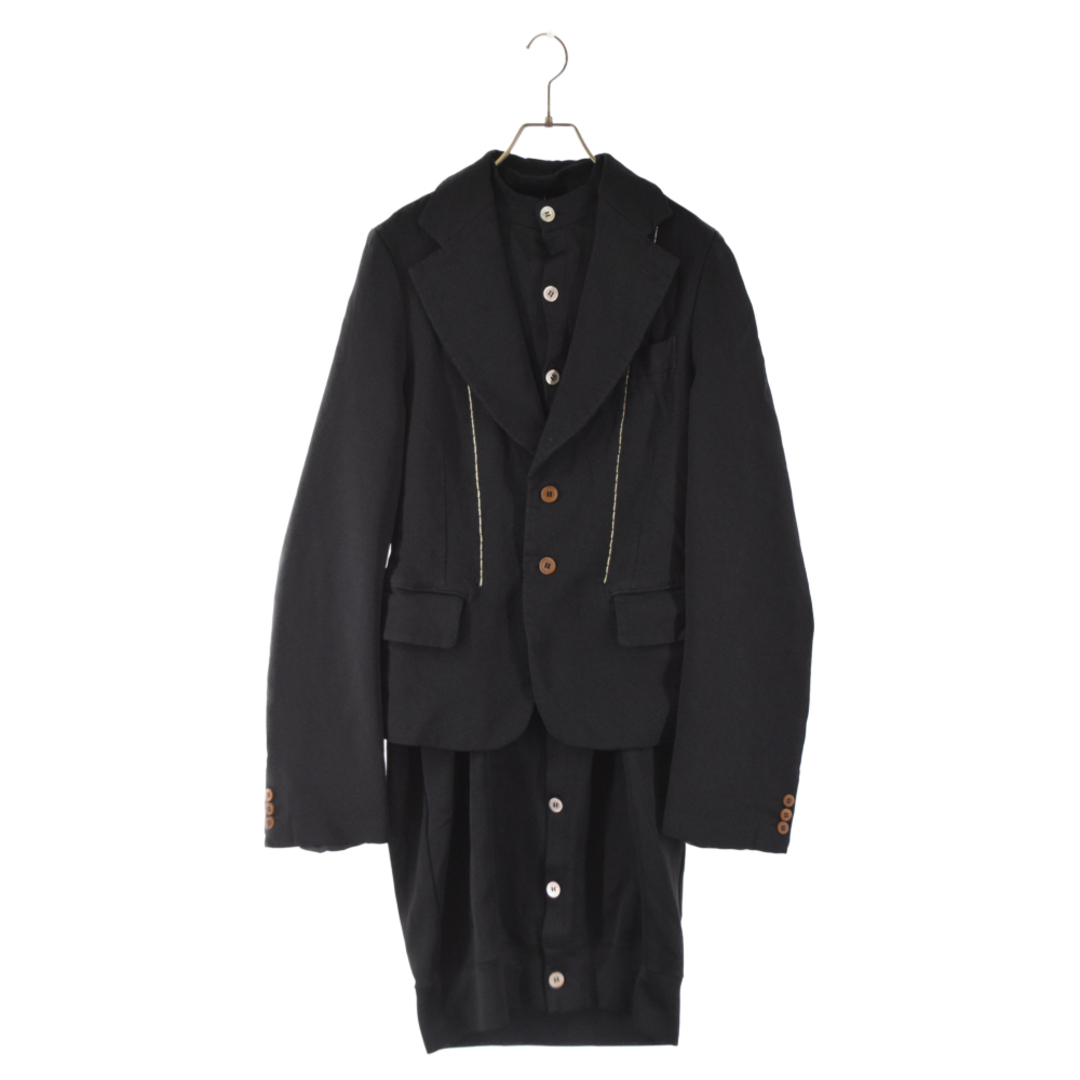 COMME des GARCONS コムデギャルソン 14AW トラックジャージレイヤード ポリ縮絨 2B テーラードジャケット レディース ブラック GN-J024