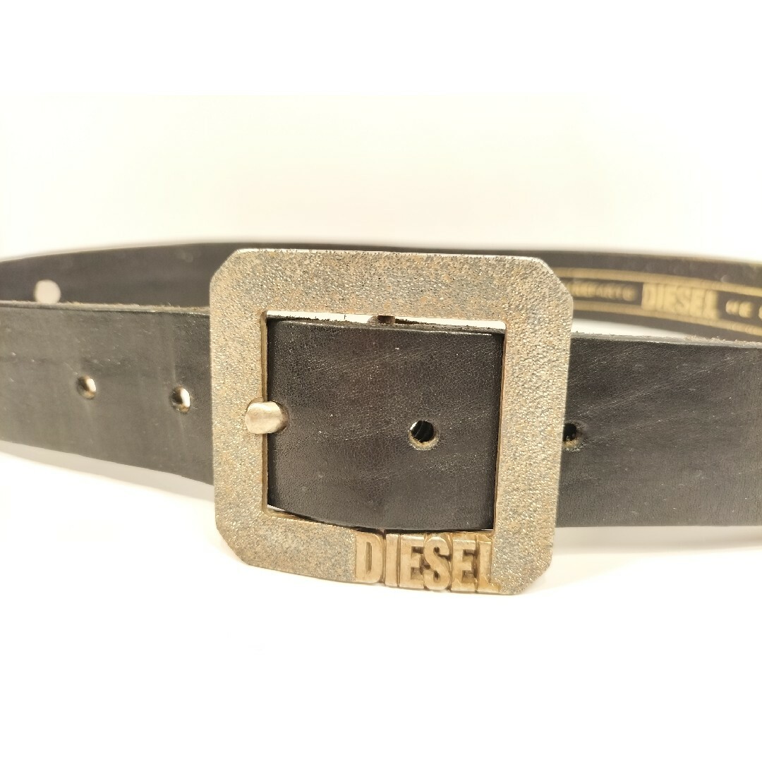 【美品】DIESEL　高級イタリアンレザーベルト　本革/牛革　正規品　極艶黒革