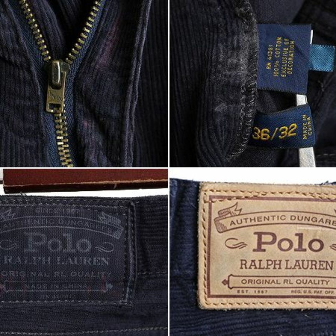 Ralph Lauren(ラルフローレン)のポロ ラルフローレン 細畝 コーデュロイ パンツ 36 32 紺 ノータック メンズのパンツ(その他)の商品写真