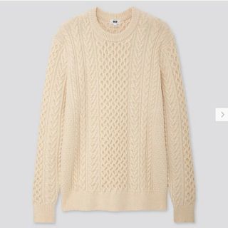 ユニクロ(UNIQLO)のユニクロ ケーブルニット ホワイト レディース メンズ S(ニット/セーター)