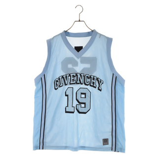 ジバンシィ(GIVENCHY)のGIVENCHY ジバンシィ 23AW Basketball Top in Mesh with Givenchy Logo バスケットボールトップイン メッシュウィズジバンシーロゴ タンクトップ ブルー BM71H33YEE(タンクトップ)