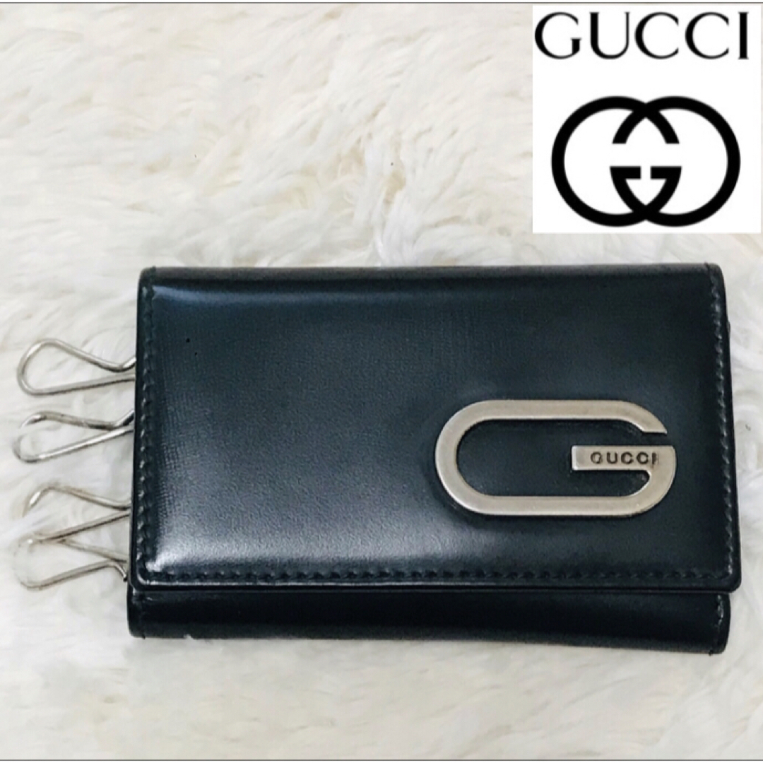 話題の行列 GUCCI グッチ 6連キーケース Gロゴ レザー ブラック