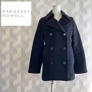 マーガレットハウエル(MARGARET HOWELL)の【マーガレットハウエル】アンゴラ カシミヤ混 ウール Pコート 黒 ピーコート(ピーコート)