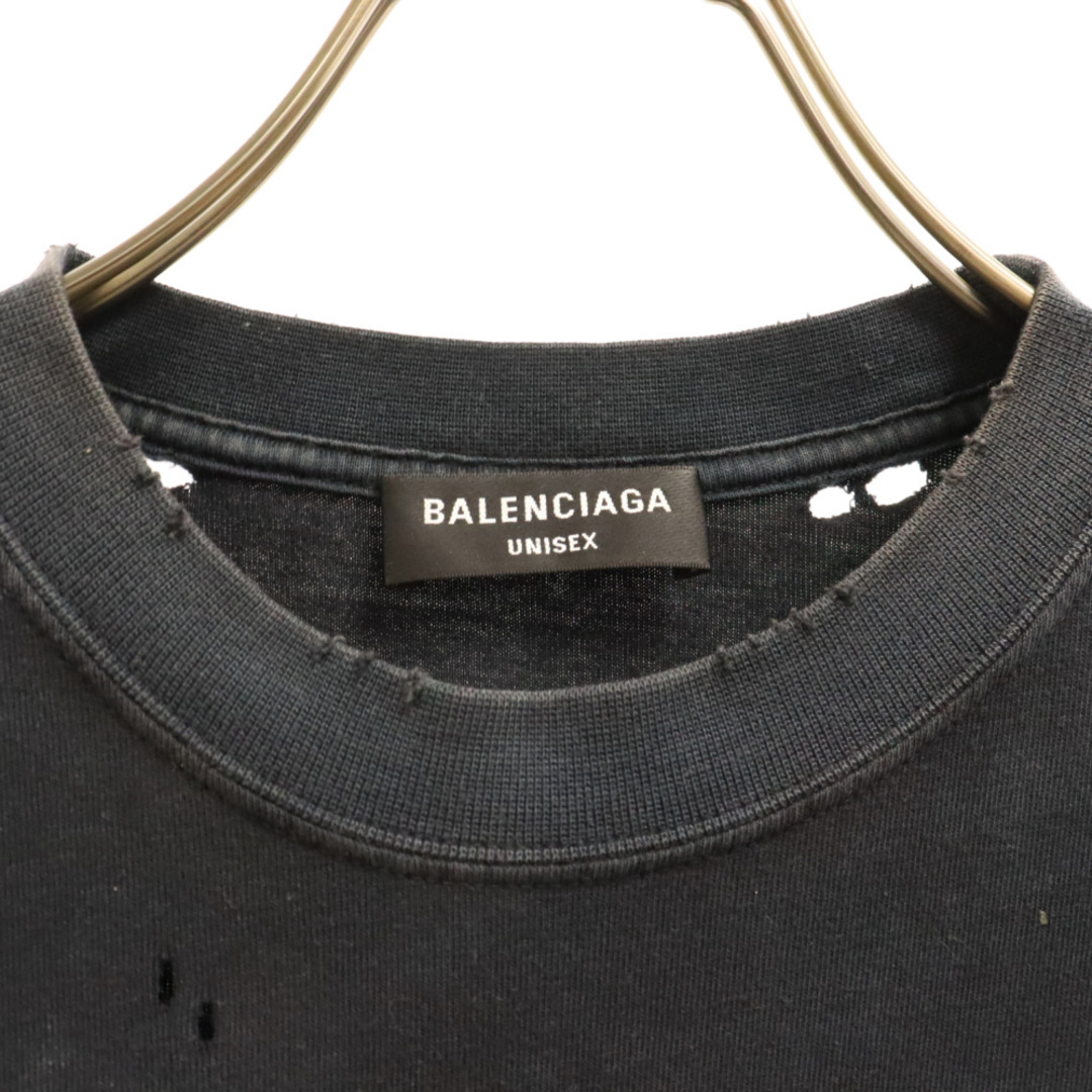 バレンシアガ  22SS  612966 TLVJ1 Maison Balenciagaクラッシュ加工Tシャツ メンズ M