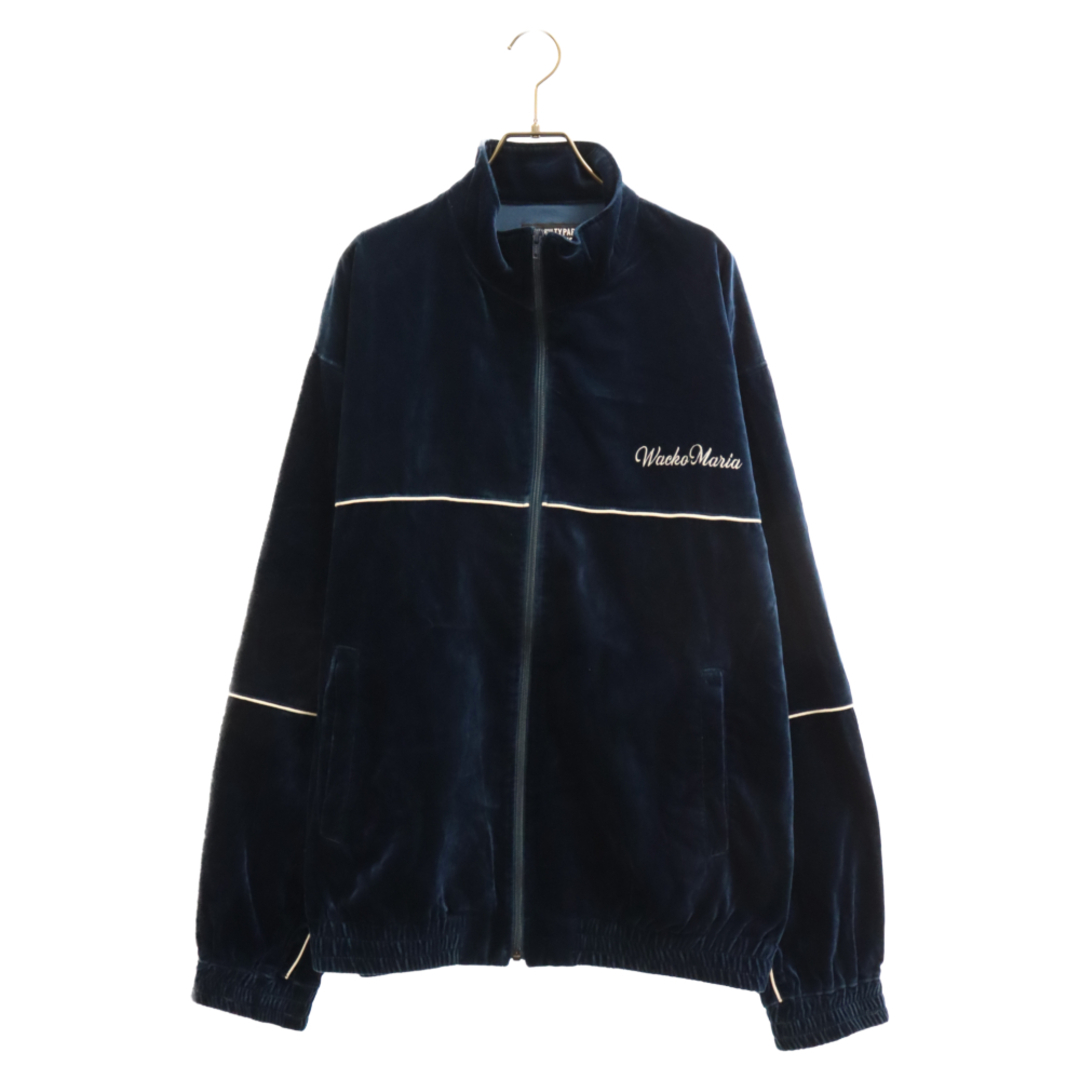 WACKO MARIA ワコマリア 23SS VELVET JACKET ベルベットジャケット ロゴ刺繍ベロア素材トラックジャケット ネイビー 23SS-WMO-TJ10