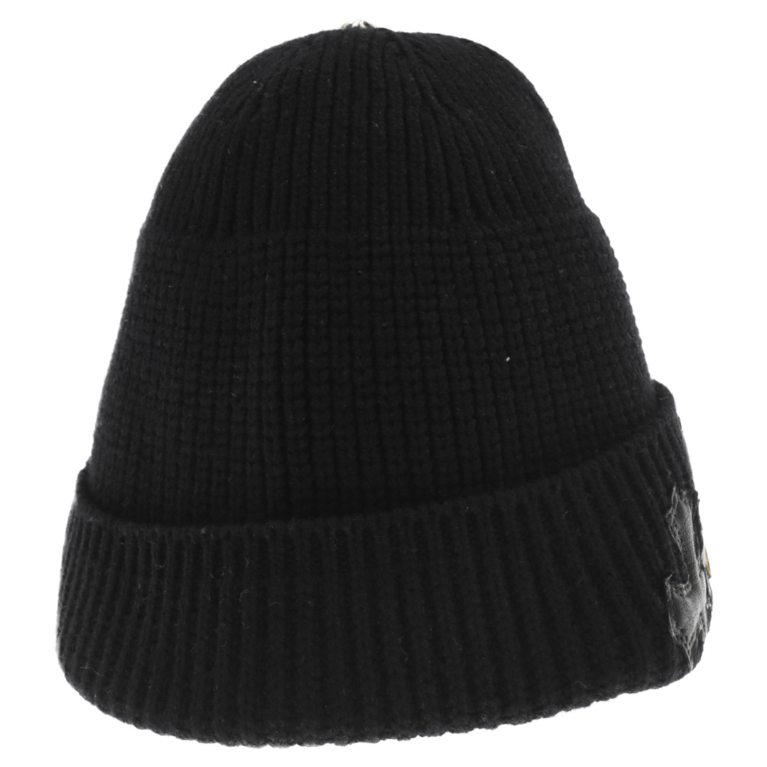 CHROME HEARTS クロムハーツ Cashmere Cemetery Cross Beanie カシミヤセメタリークロス ビーニー ニットキャップ ニット帽 レザークロスパッチ クロスボールボタン ブラック