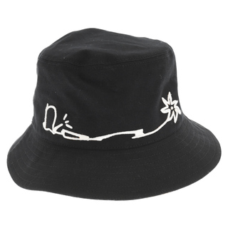 ディオール(Dior)のDIOR ディオール 22AW×Travis Scott Cactus Jack Dior Bob Hat トラヴィススコット カクタスジャック ボブハット ロゴ刺繍バケットハット 帽子 033C906U4511 ブラック(ハット)