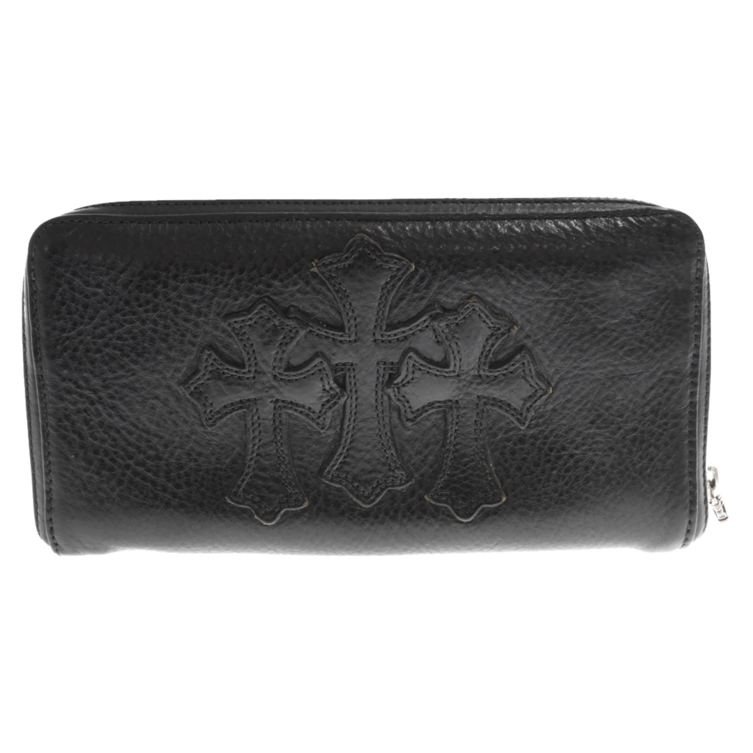 CHROME HEARTS クロムハーツ REC F ZIP 3セメタリー クロスパッチ ラウンドファスナーウォレット 長財布 ブラック