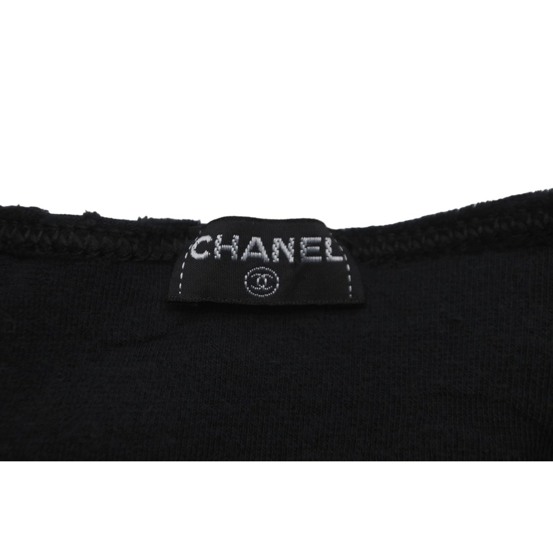 約355cm着丈CHANEL シャネル 半袖Ｔシャツ ココマーク ベロア チビT ブラック ショート丈 サイズ40 96P 美品  56763