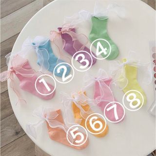 ENDO SOCKS 大きいレースのリボン踵後ろに付き　可愛い子供靴下(靴下/タイツ)