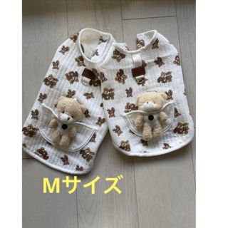 犬服　クマさん付きベスト　可愛いクマ柄　Mサイズ　ペット服(犬)