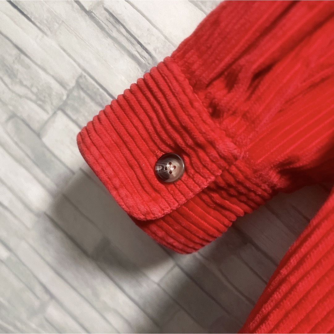 コーデュロイジャケット　ブルゾン　アウター　レッド　赤　ジップアップ　USA古着 レディースのジャケット/アウター(ブルゾン)の商品写真