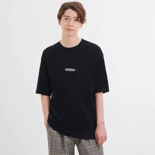 ジーユー(GU)のコットン ビッグT (5分丈) バックプリント ネイビー (Tシャツ/カットソー(半袖/袖なし))