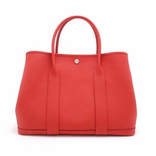 エルメス(Hermes)の美品 エルメス HERMES トートバッグ ガーデンパーティ PM カントリー カプシーヌ D刻 2019年製 オレンジ系 上品 レザー マザーズバッグ(トートバッグ)