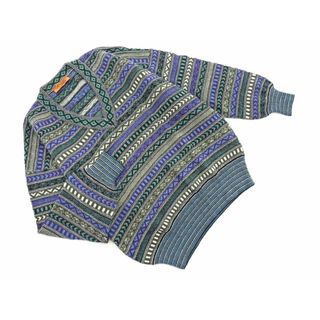 MISSONI - MISSONI ニット・セーター 48(L位) 青xベージュx白系(総柄