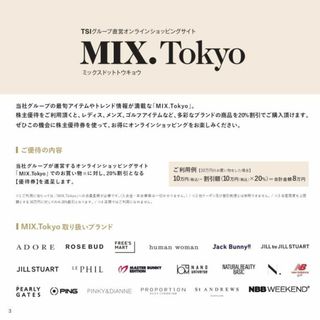 MIX.Tokyo 株主様ご優待券　20％OFF（2024.5.31迄）(ショッピング)