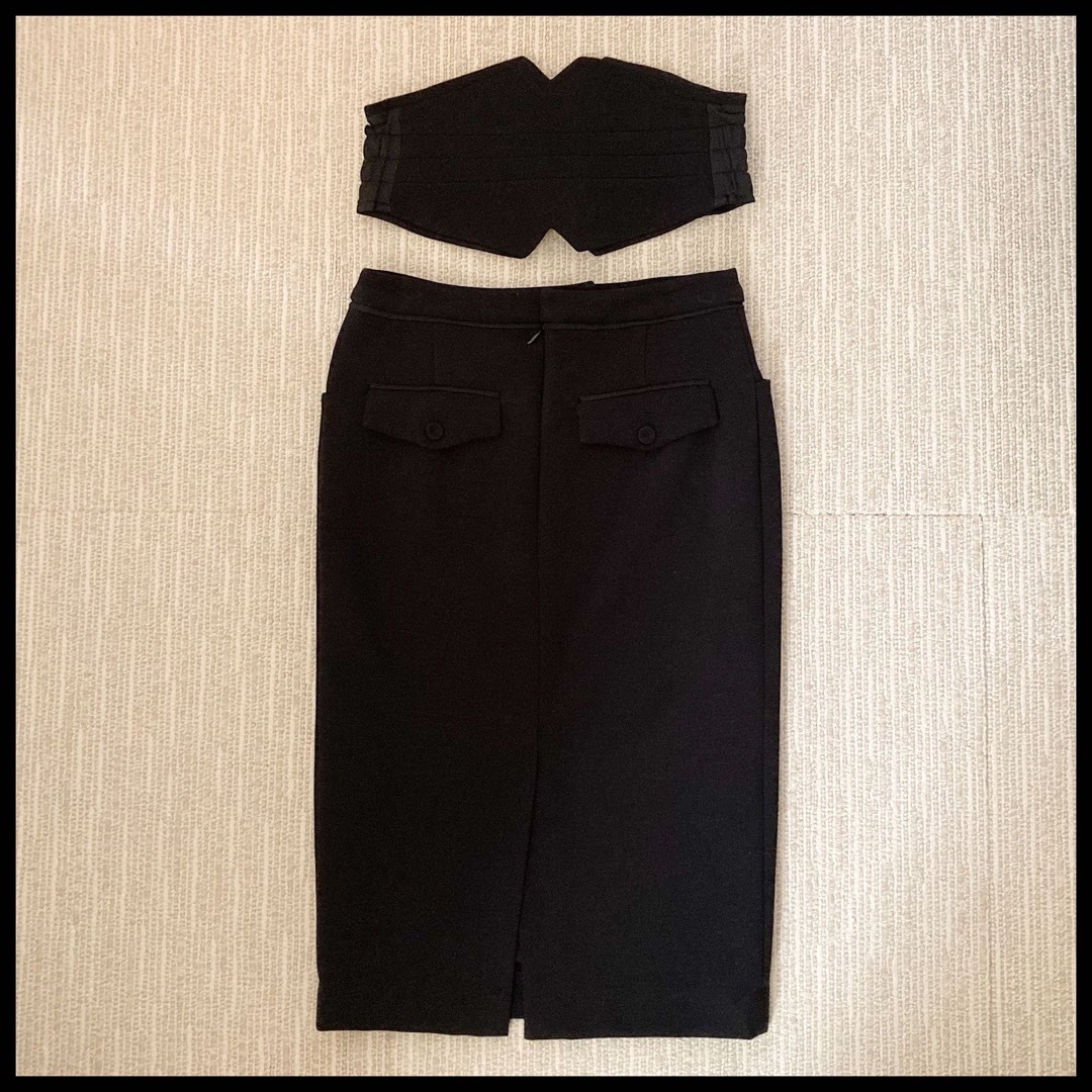 LE CIEL BLEU(ルシェルブルー)の【LE CIEL BLEU】コルセットベルト付きスカート 38 レディースのスカート(ひざ丈スカート)の商品写真