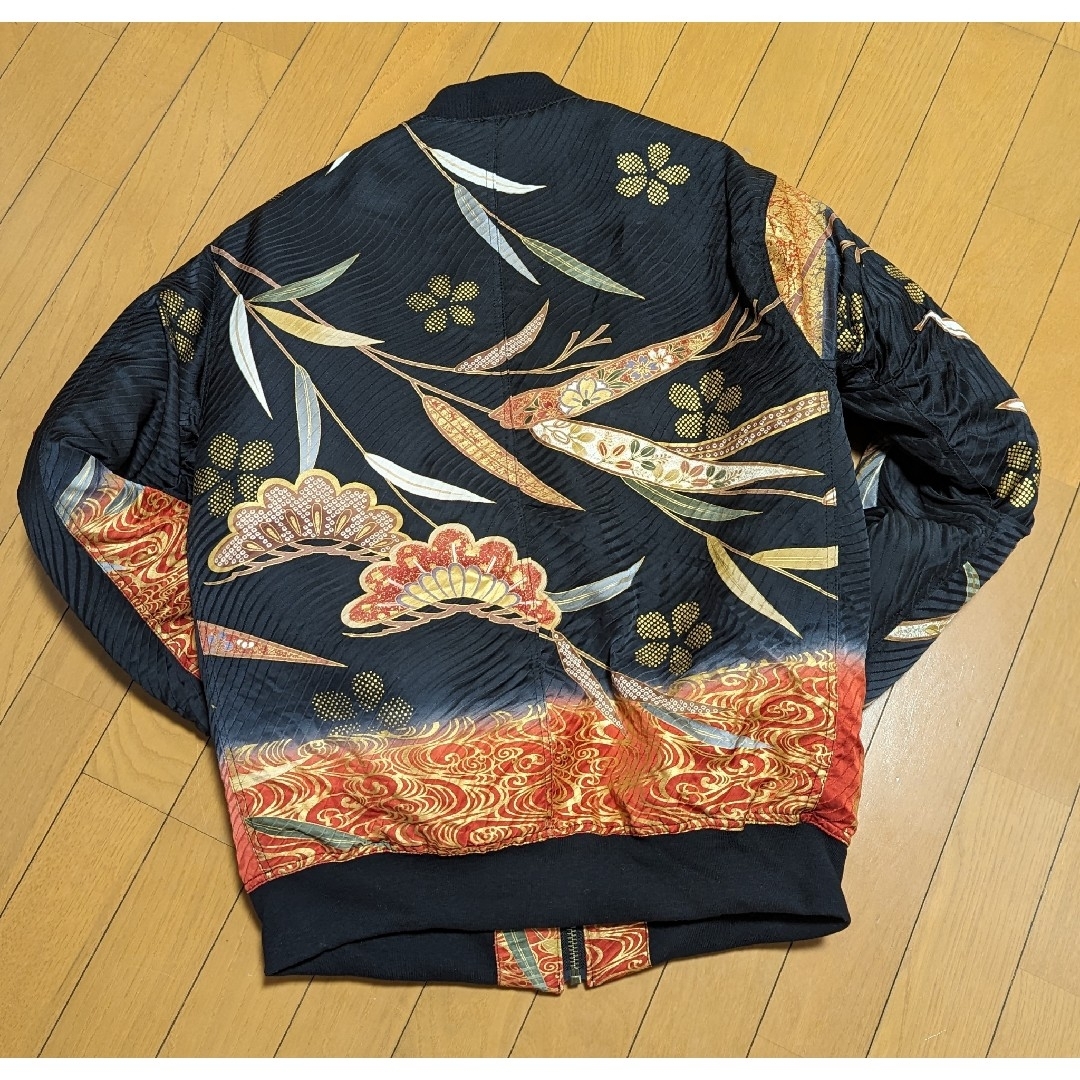 【612】ハンドメイド リメイクKIMONO MA-1 XL 着物 正絹 メンズのジャケット/アウター(ミリタリージャケット)の商品写真
