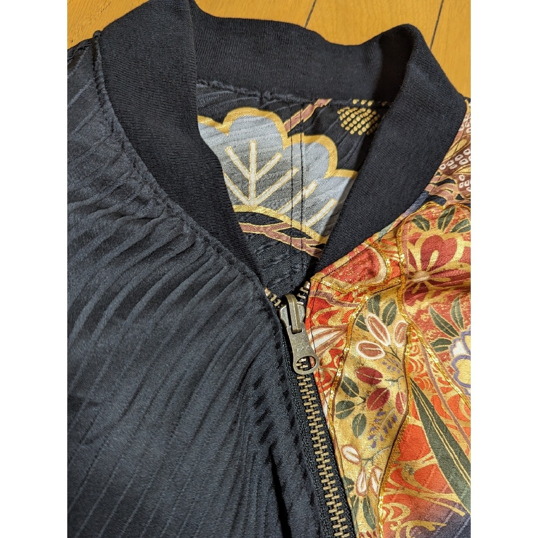 【612】ハンドメイド リメイクKIMONO MA-1 XL 着物 正絹 メンズのジャケット/アウター(ミリタリージャケット)の商品写真