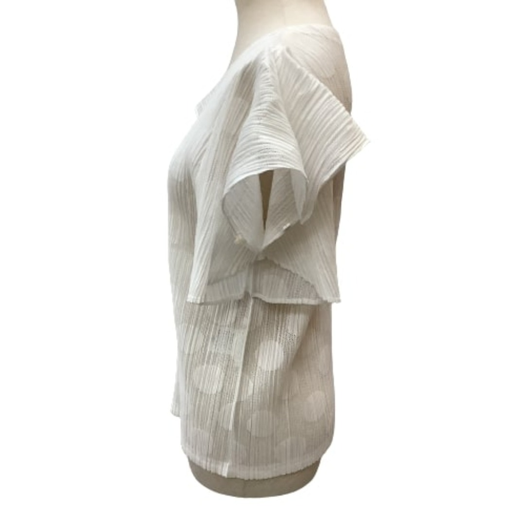 ♪♪ISSEY MIYAKE イッセイミヤケ PLATS PLEASE 変形 カットソー 水玉 SIZE 3 PP91-JK663 ホワイト