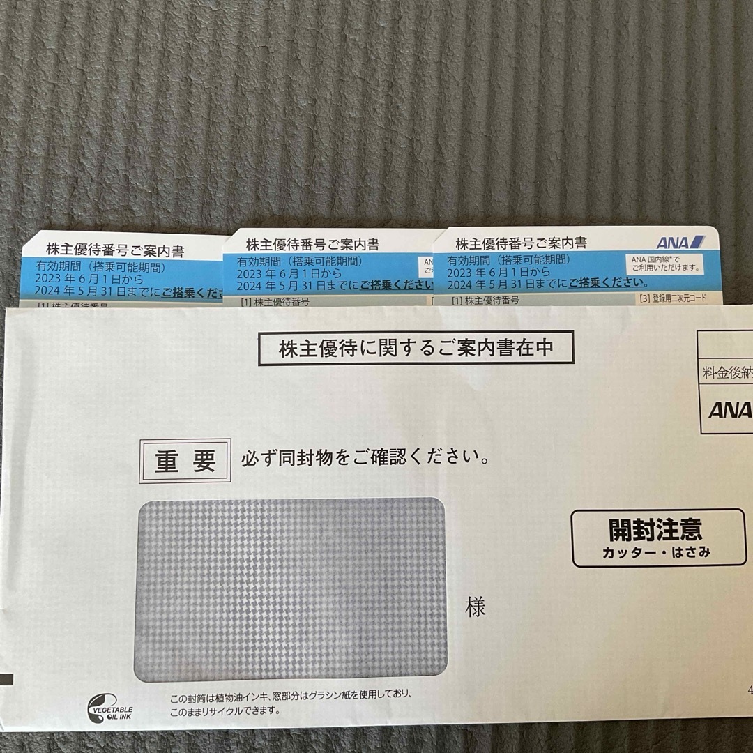 ANA 株主優待　ご案内書乗車券/交通券