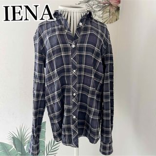 イエナ(IENA)のIENAイエナ　シャーリングチェック柄長袖シャツ★黒白グレー　ホワイト(シャツ/ブラウス(長袖/七分))