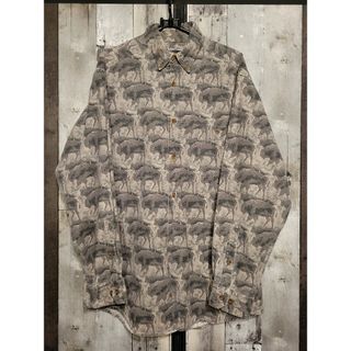 ウールリッチ(WOOLRICH)のWOOLRICI バイソン柄長袖シャツ M 古着(シャツ)