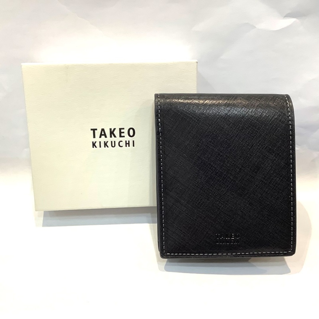 【美品】タケオキクチ（TAKEO KIKUCHI）メンズシグマ 二つ折り財布 カラー：コン カード段4 727626 KB-7667