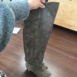 DIANA スウェード ニーハイブーツ バックジップ グレー 23.5〜24cm-