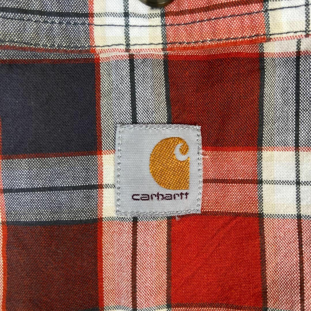 carhartt(カーハート)のCarhartt　カーハート　チェックシャツ　古着　オレンジ系　3XL メンズのトップス(シャツ)の商品写真