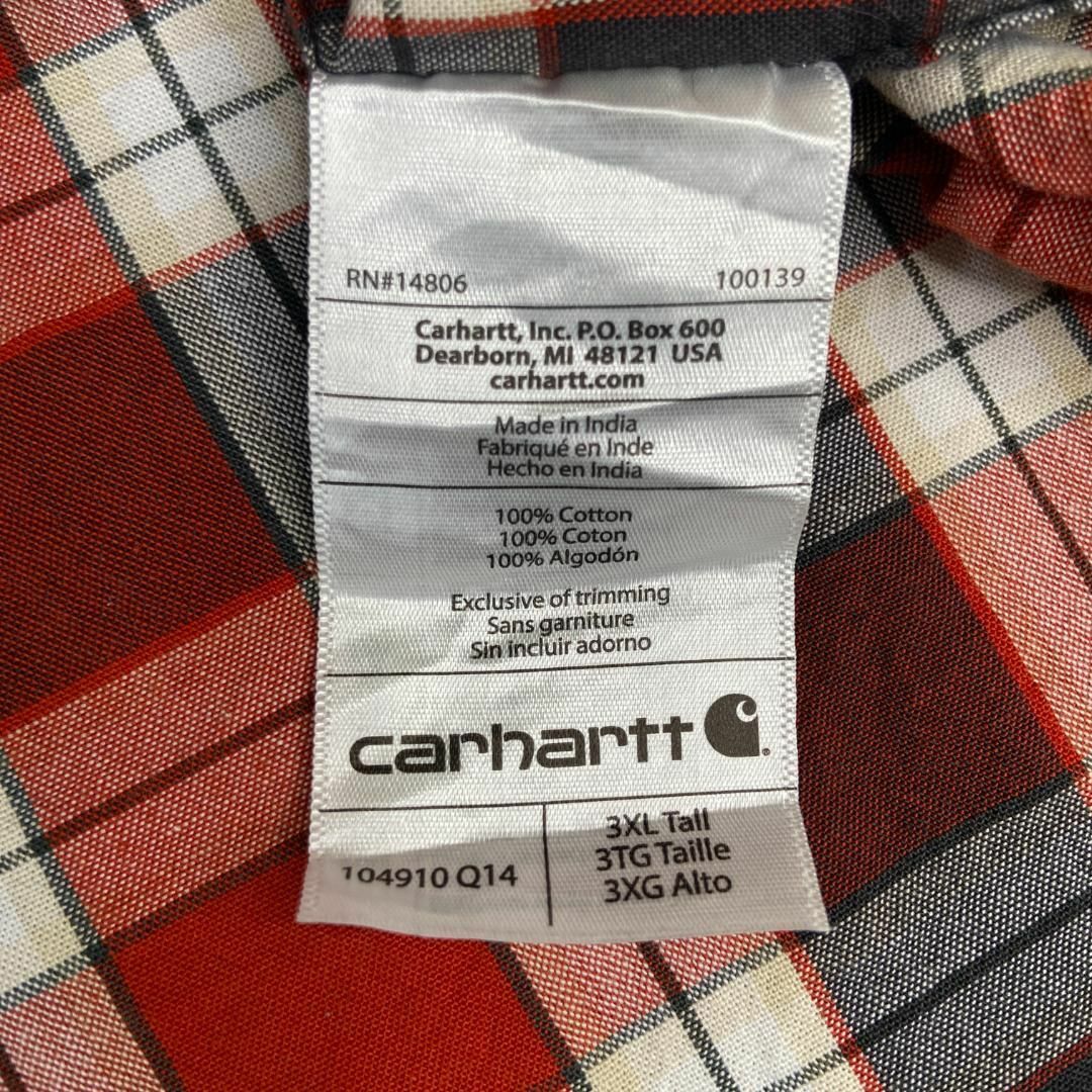 carhartt(カーハート)のCarhartt　カーハート　チェックシャツ　古着　オレンジ系　3XL メンズのトップス(シャツ)の商品写真