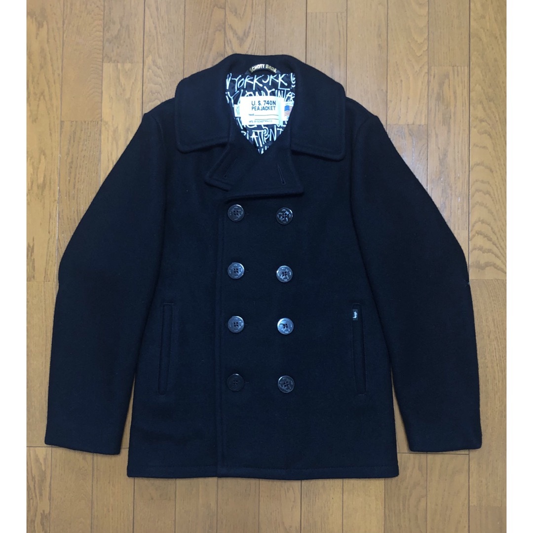 美品 Schott x Stussy 752ST Pコート ブラック 36 S